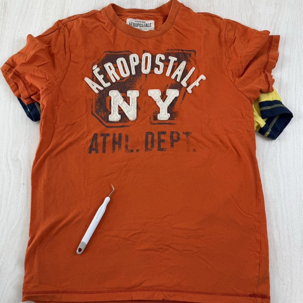 Aeropostale Y2K T Shirt Men's red Size L White w black background Stitched Logo - Picture 8 of 10